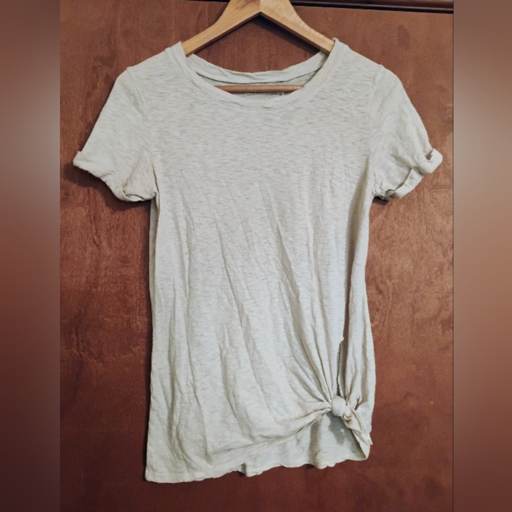 Groceries Apparel Light Peach Cream Organic Cotton Eucalyptus Knot-Front Tee